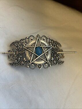 Celtic Hair Pin Moon  Star Teal Silver Mythical Hair Accessory New Hair Ponytail